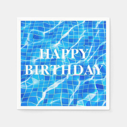 Happy Birthday Swimming Blue Pool Aquatic Servet (Voorkant)