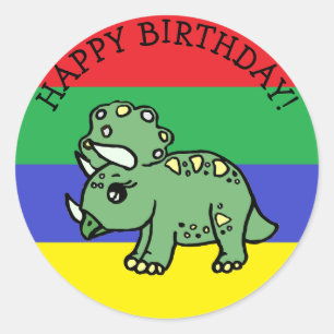 Happy Birthday T-Rex Dinosaur Ronde Sticker