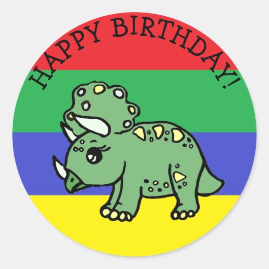 Happy Birthday T-Rex Dinosaur Ronde Sticker (Voorkant)