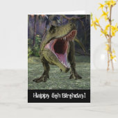 Happy Birthday T-rex Tyrannosaurus Aangepaste leef Kaart (Gele Bloem)