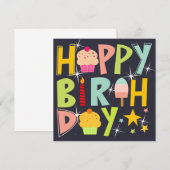 happy birthday T-Shirt Trucker Hat Keychain Magnet (Voorkant / Achterkant)