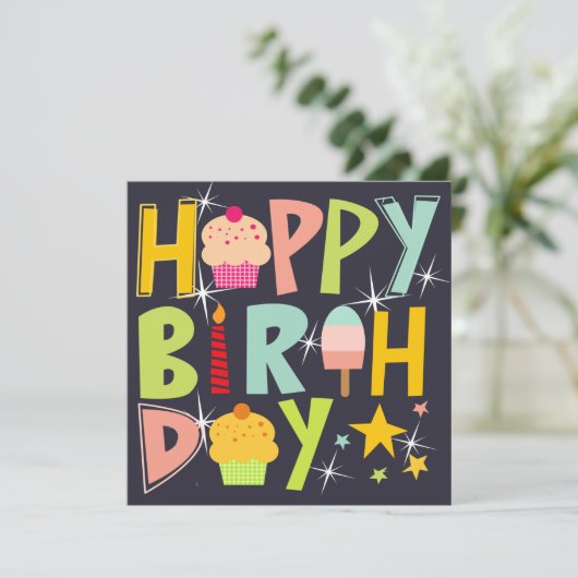 happy birthday T-Shirt Trucker Hat Keychain Magnet (Staand voorkant)