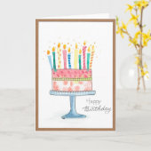 Happy Birthday, taart met kaarsen Kaart (Gele Bloem)