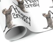 Happy Birthday Tabby Cat leuk Cadeaupapier (Rol Hoek)