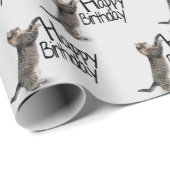 Happy Birthday Tabby Cat leuk Cadeaupapier (Rol Hoek)