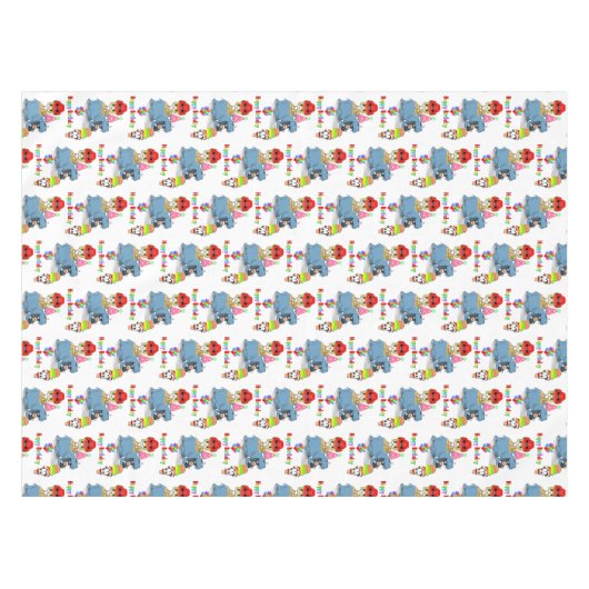 Happy Birthday Tablecloth Hippopotamus Tafelkleed (Voorkant (Horizontaal))