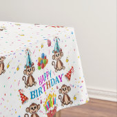 Happy Birthday Tablecloth Monkey Confetti Cupcake  Tafelkleed (Voorbeeld)