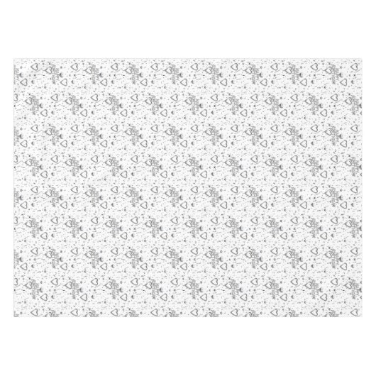 Happy Birthday Tablecloth Silver Hearts Tafelkleed (Voorkant (Horizontaal))