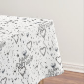 Happy Birthday Tablecloth Silver Hearts Tafelkleed (Voorbeeld)