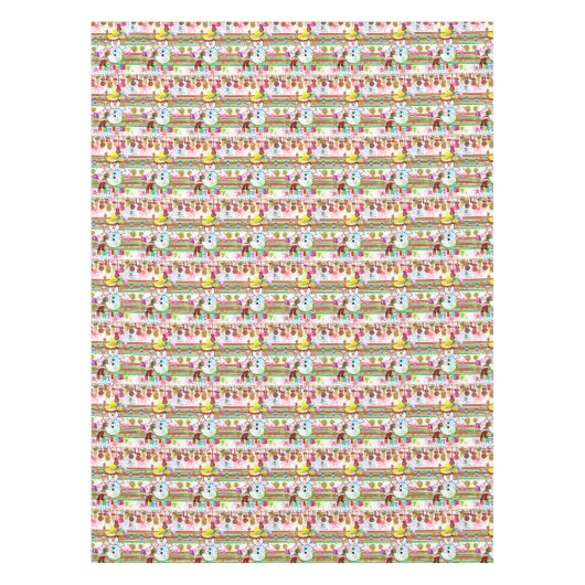 Happy Birthday Tablecloth Snowman Santa Claus Tafelkleed (Voorkant)