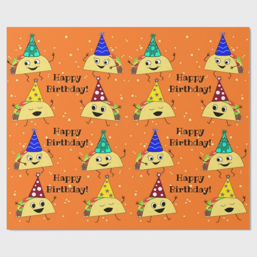 Happy Birthday Taco Wrapping Paper Cadeaupapier (Vlak)