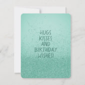 Happy Birthday Tall Cat Teal Green Sparkles Notitiekaartje (Achterkant)