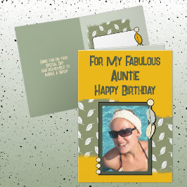 Happy Birthday tante foto groen geel Kaart