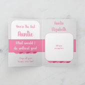 Happy Birthday Tante grijs en roze Kaart (Binnen)