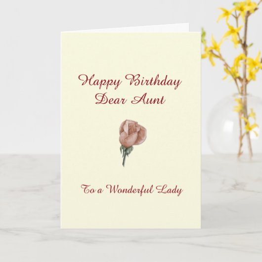 Happy Birthday tante - Roos-kaart Kaart (Gele Bloem)