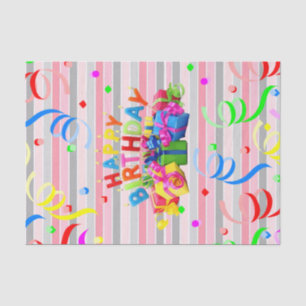 Happy Birthday-tapestapel Stripe Tissuepapier