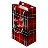 Happy Birthday Tartan Pset Klein Cadeauzakje (Voorkant Gekanteld)