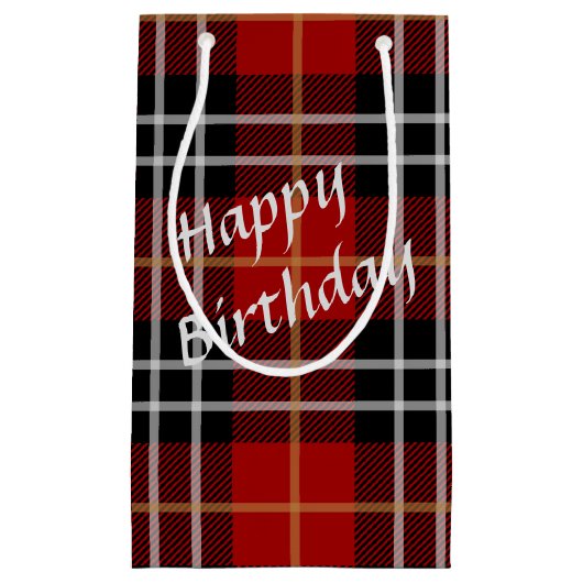 Happy Birthday Tartan Pset Klein Cadeauzakje (Voorkant)