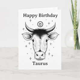 Happy Birthday Taurus Bull Hand-drawn Kaart