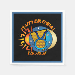 Happy Birthday Taurus Zodiac Birth Sign Napkins Servetten