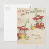  Happy Birthday Tea Briefkaart (Voorkant / Achterkant)