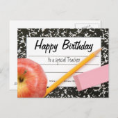 Happy Birthday Teacher Briefkaart (Voorkant / Achterkant)