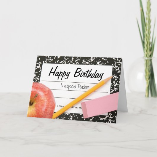 Happy Birthday Teacher Card Kaart (Voorkant)
