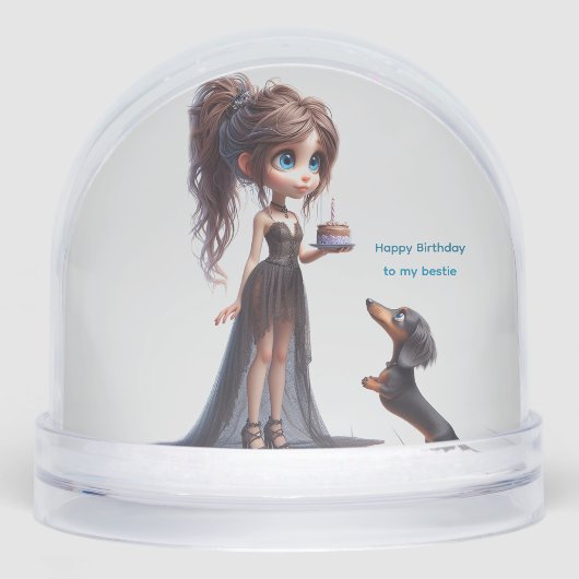 Happy Birthday Teckel Anime Sneeuwbol (Voorkant)