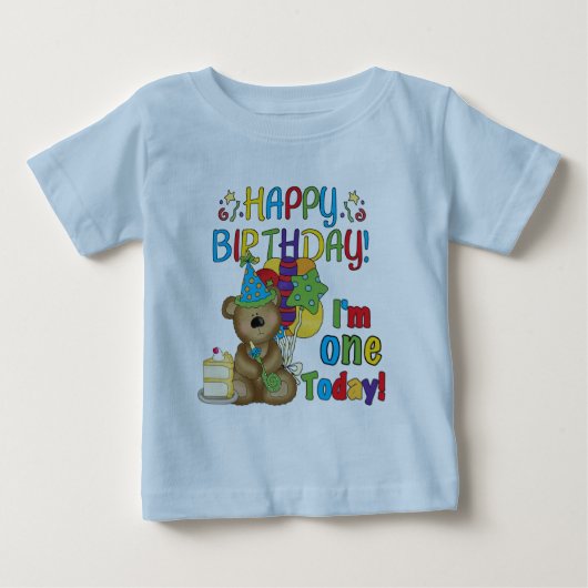 Happy Birthday Teddy Bear 1e T-shirts en geschenke (Voorkant)