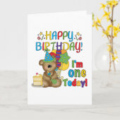 Happy Birthday Teddy Bear 1e T-shirts en geschenke Kaart (Gele Bloem)