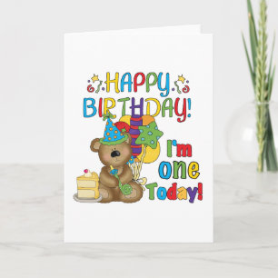 Happy Birthday Teddy Bear 1e T-shirts en geschenke Kaart
