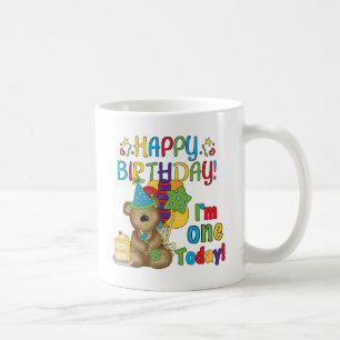 Happy Birthday Teddy Bear 1e T-shirts en geschenke Koffiemok