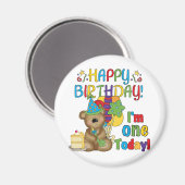 Happy Birthday Teddy Bear 1e T-shirts en geschenke Magneet (Voorkant / Achterkant)