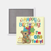 Happy Birthday Teddy Bear 1e T-shirts en geschenke Magneet (Voorkant / Achterkant)