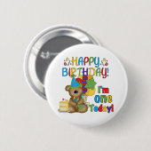 Happy Birthday Teddy Bear 1e T-shirts en geschenke Ronde Button 5,7 Cm (Voorkant /achterkant)