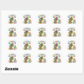 Happy Birthday Teddy Bear 1e T-shirts en geschenke Ronde Sticker (Vel)