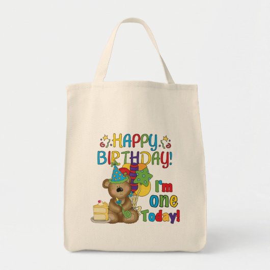 Happy Birthday Teddy Bear 1e T-shirts en geschenke Tote Bag (Voorkant)