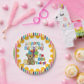Happy Birthday Teddy Bear 1st Birthday Paper Bord (Feest)