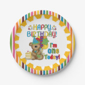 Happy Birthday Teddy Bear 1st Birthday Paper Bord (Voorkant)