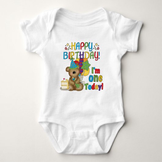 Happy Birthday Teddy Bear 1st T-shirts en cadeautj (Voorkant)