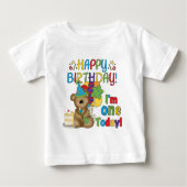 Happy Birthday Teddy Bear 1st T-shirts en cadeautj (Voorkant)
