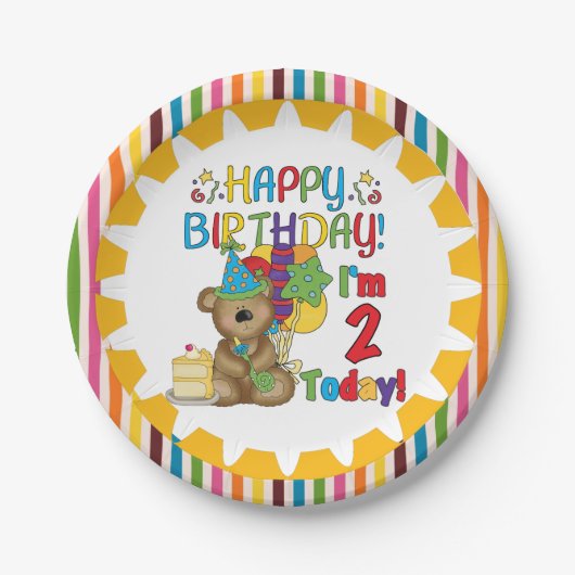 Happy Birthday Teddy Bear 2e Birthday Paper Bord (Voorkant)