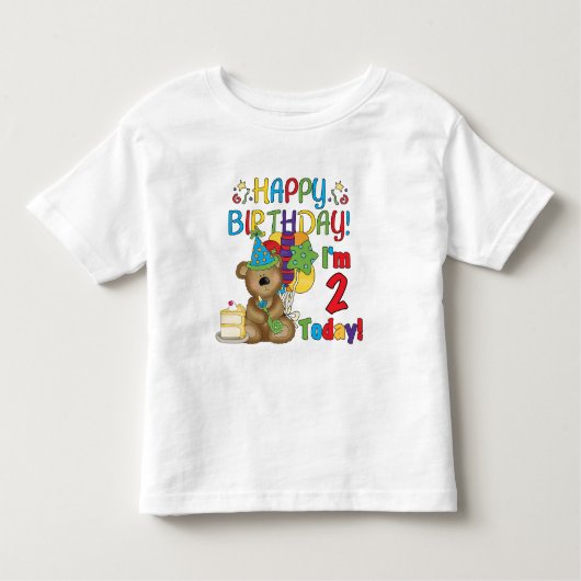 Happy Birthday Teddy Bear 2e verjaardag Kinder Shirts (Voorkant)