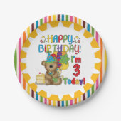 Happy Birthday Teddy Bear 3rd Birthday Paper Bord (Voorkant)