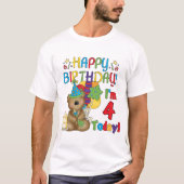 Happy Birthday Teddy Bear 4e T-shirts en geschenke (Voorkant)