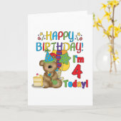 Happy Birthday Teddy Bear 4e T-shirts en geschenke Kaart (Gele Bloem)