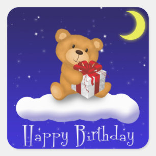 Happy Birthday Teddy Bear Gift Vierkante Sticker