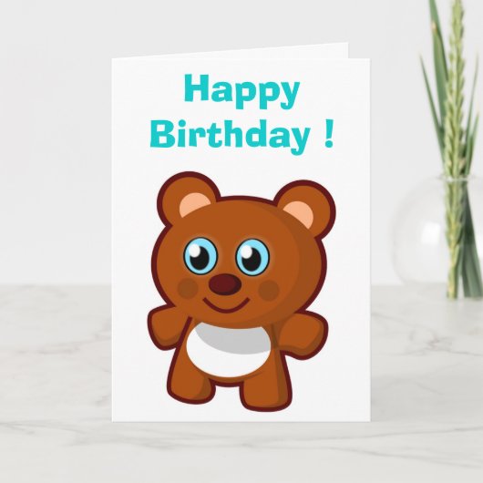 "HAPPY BIRTHDAY" TEDDY BEAR KAART (Voorkant)