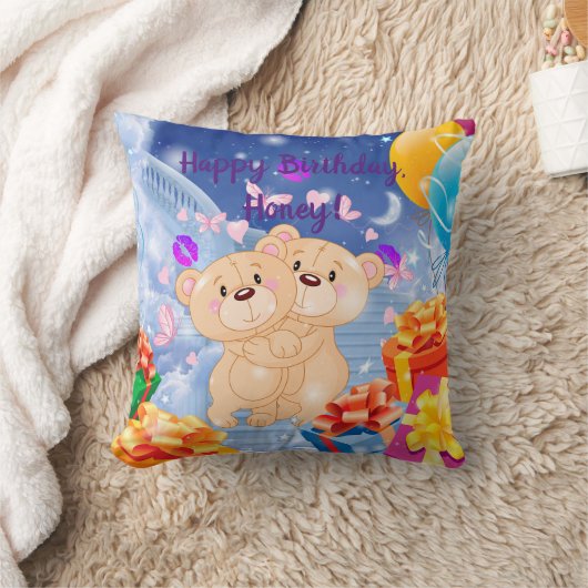 Happy Birthday Teddy Bear Kussen (Deken)