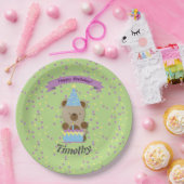 Happy Birthday Teddy Bear Papieren Bordje (Feest)